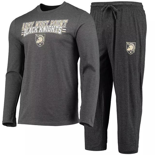 Mens Concepts Sport Black/Heathered Charcoal Army Black Knights Meter Long Sleeve T-Shirt & Pants Sleep Set Product Image