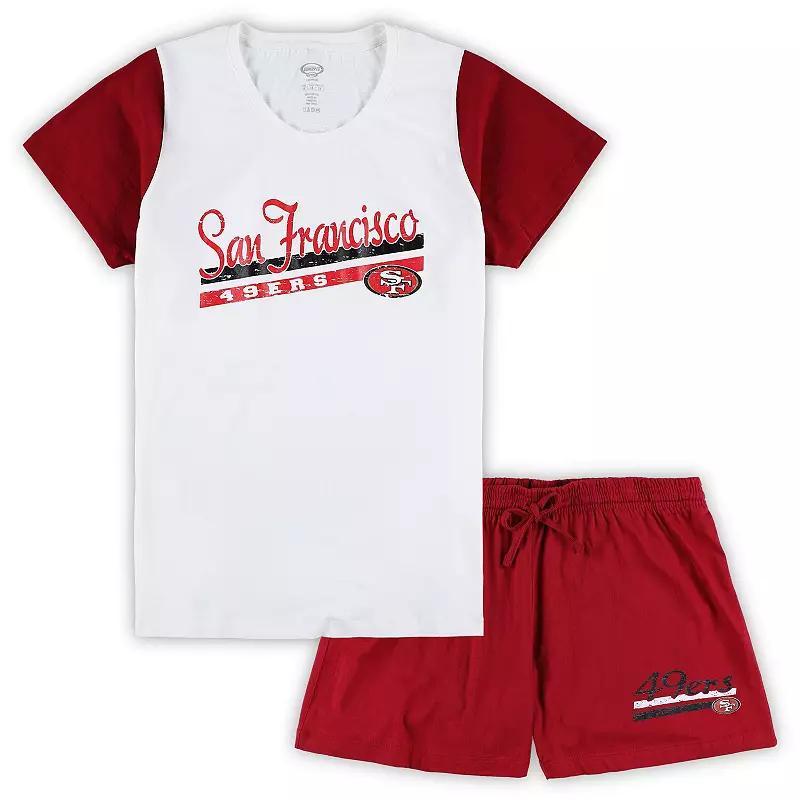 Womens Concepts Sport White San Francisco 49ers Plus Size Downfield T-shirt and Shorts Sleep Set - White Product Image