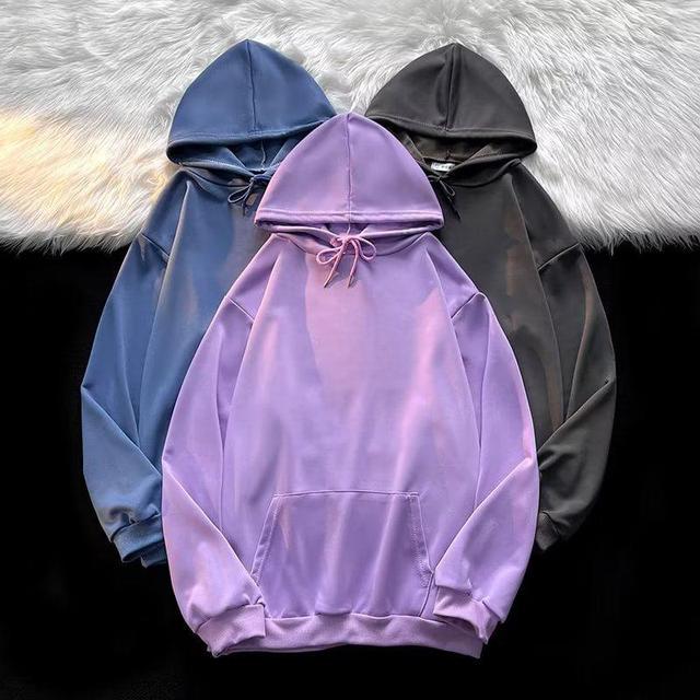 Drawstring Plain Oversized Hoodie Product Image