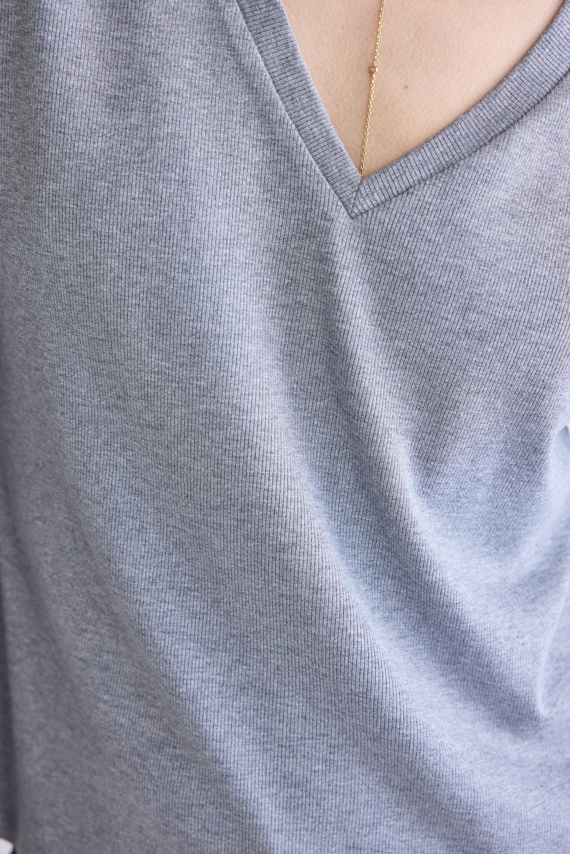 The Ribbed Long Sleeve V-Neck Product Image