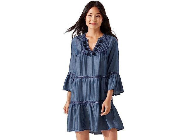 Tommy Bahama Embroidered Tier Dress (Chambray) Women's Swimwear Product Image