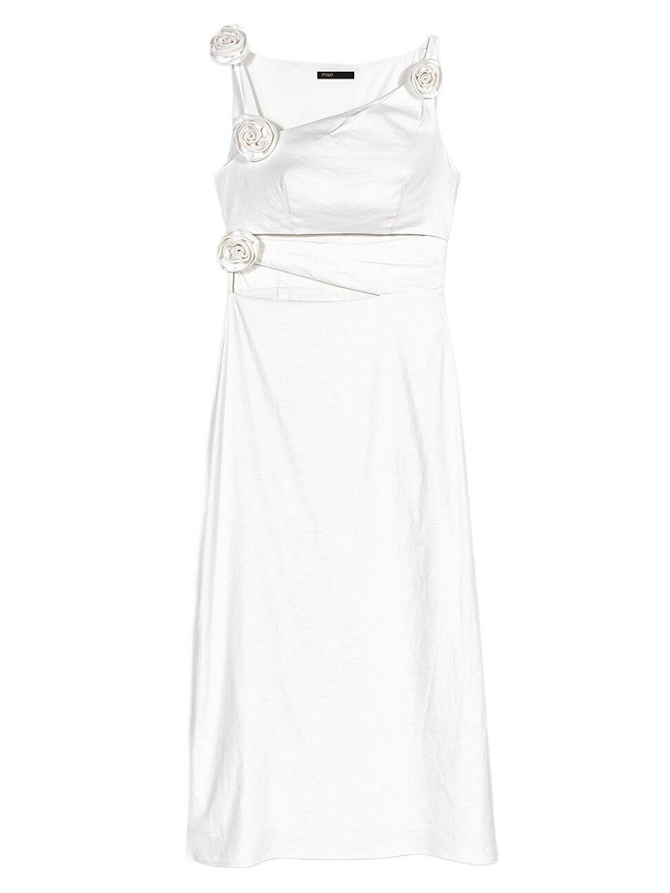 Womens Openwork Linen Midi Dress Product Image