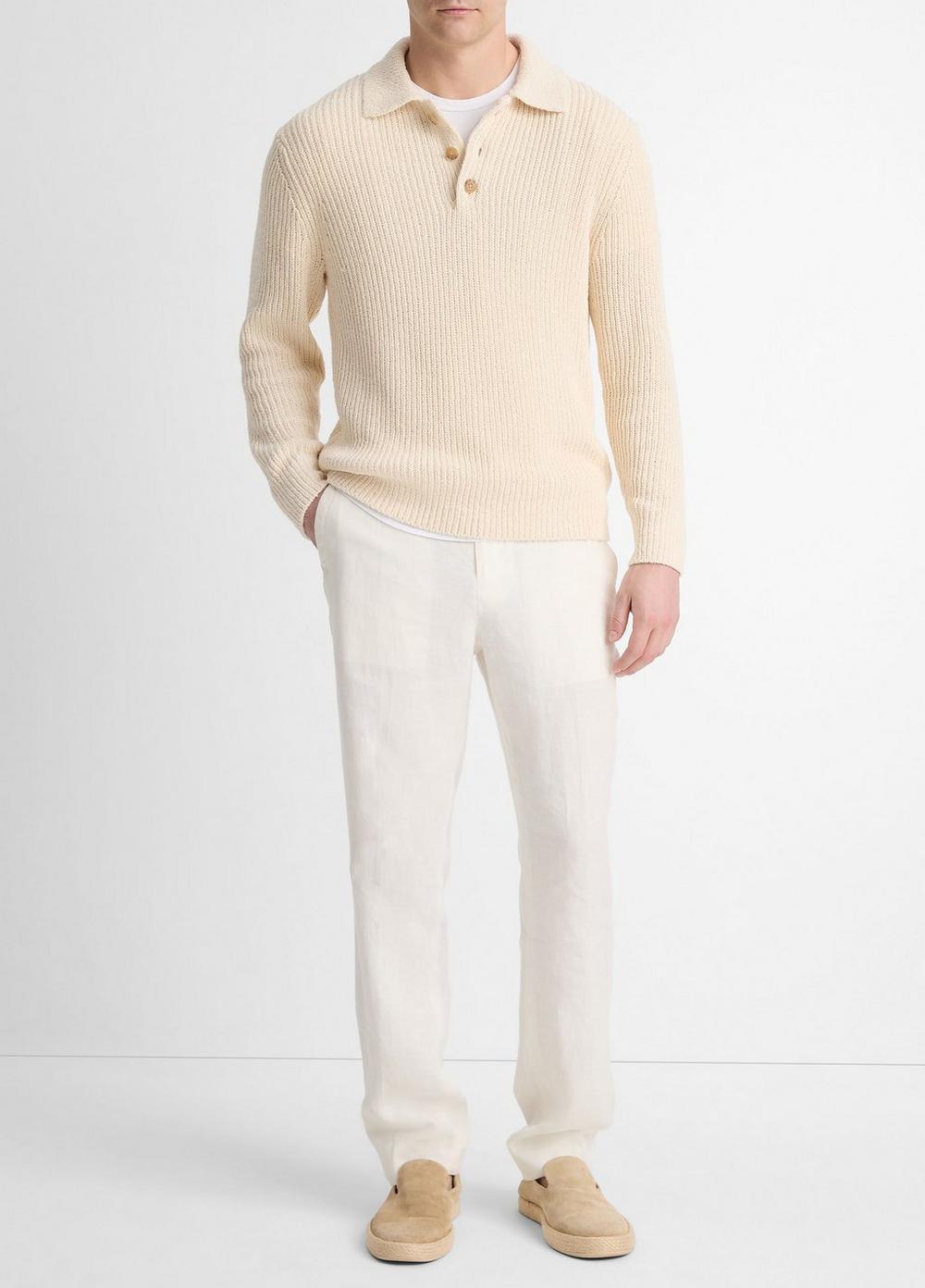 Italian Cotton-Blend Shaker Polo Sweater Product Image