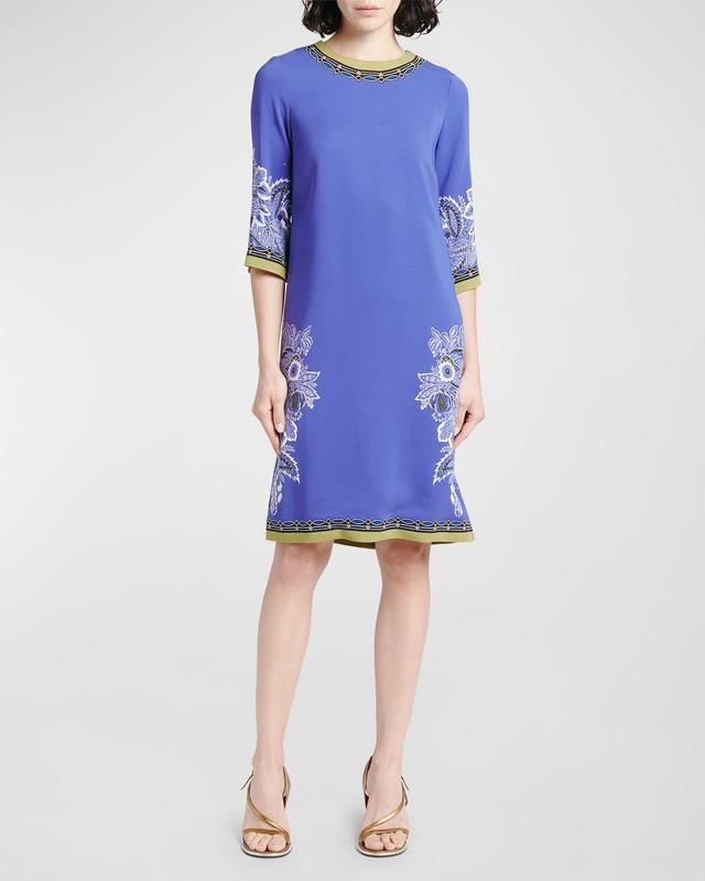 Etro Floral Print Stretch Crepe Shift Dress Product Image