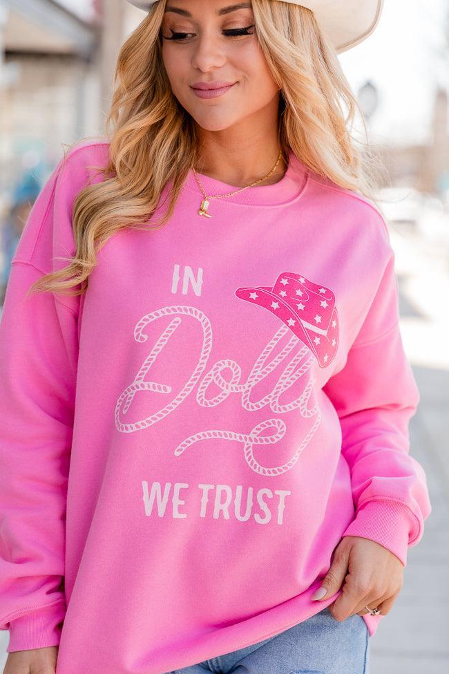 In Dolly We Trust Pink Oversized Graphic Sweatshirt Product Image