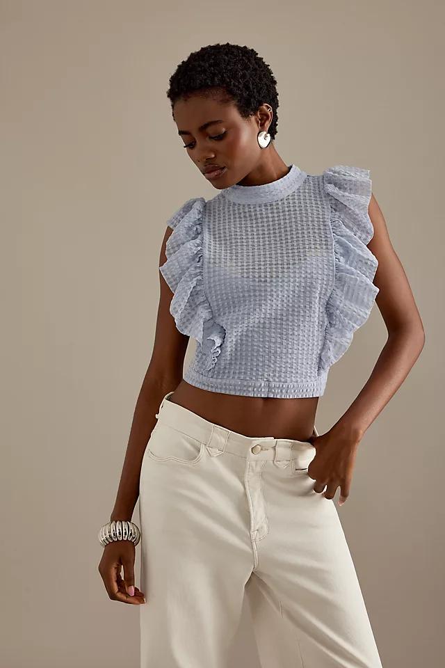 Maeve Cropped Ruffle Mesh Top Product Image