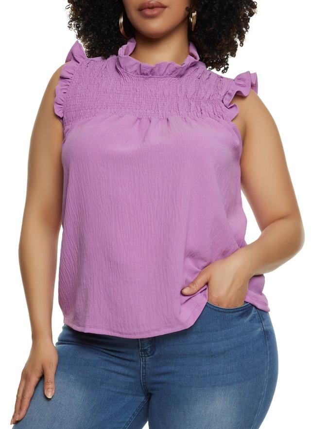 Womens Plus Size Smocked Sleeveless Blouse Product Image