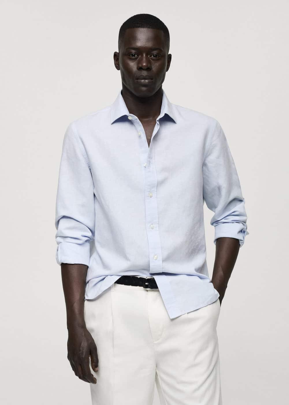 Classic-fit linen-blend shirt - Men | MANGO USA Product Image