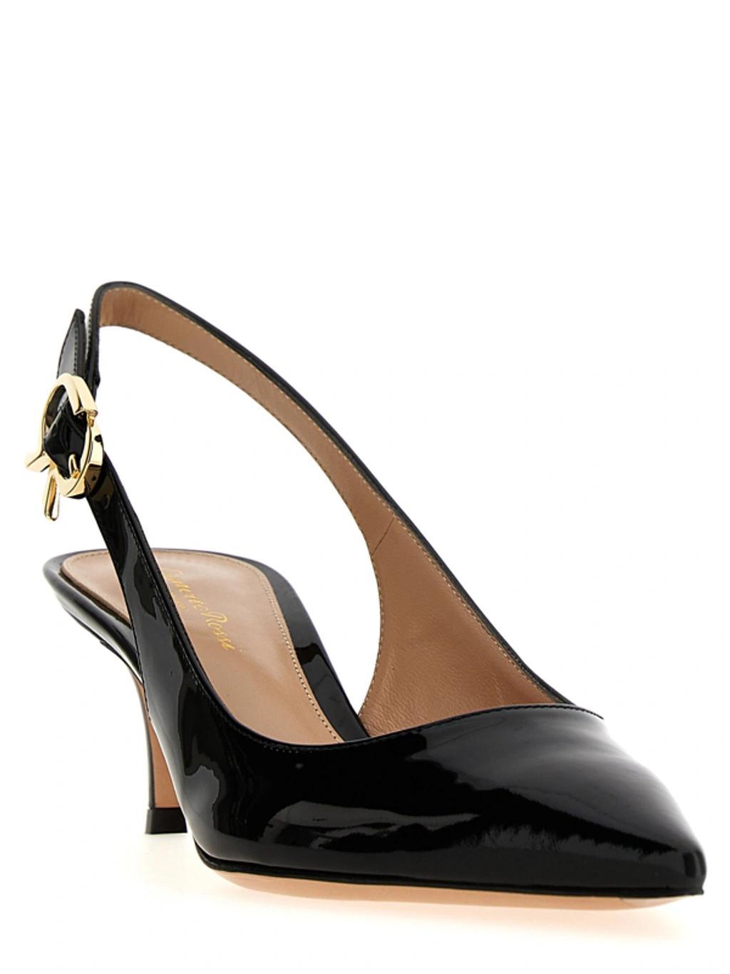 GIANVITO ROSSI Ribbon Sling 55 Leather Slingback Pumps In Black Product Image