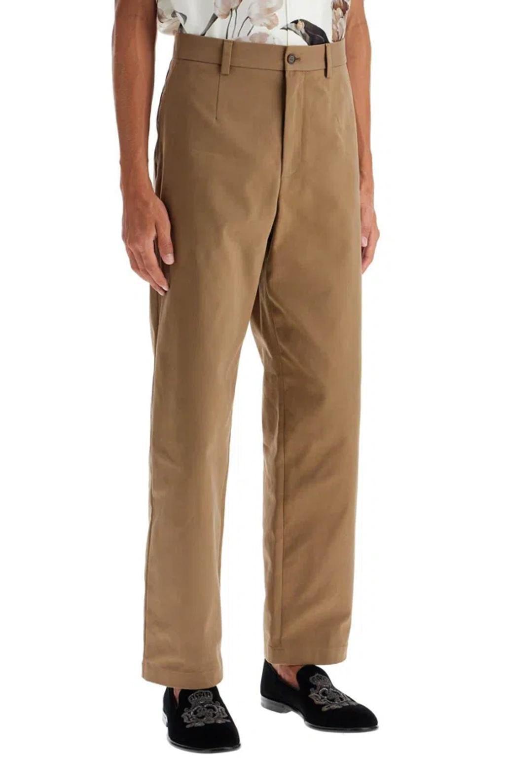 Straight Cotton Stretch Pants In 8 In Brown Product Image