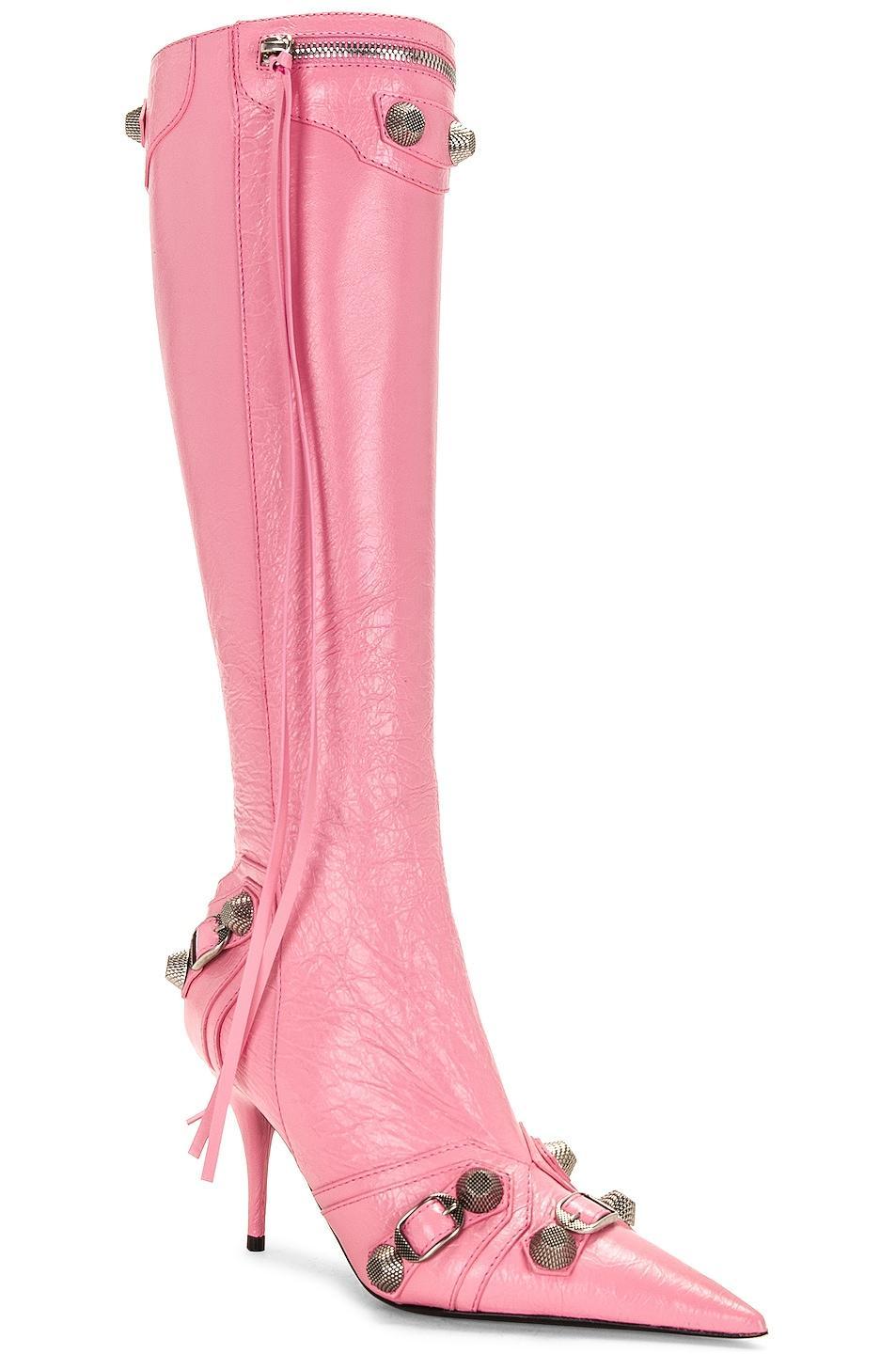 Balenciaga - Women's Cagole Leather Knee Boots - Pink - IT 41 - Moda Operandi Product Image