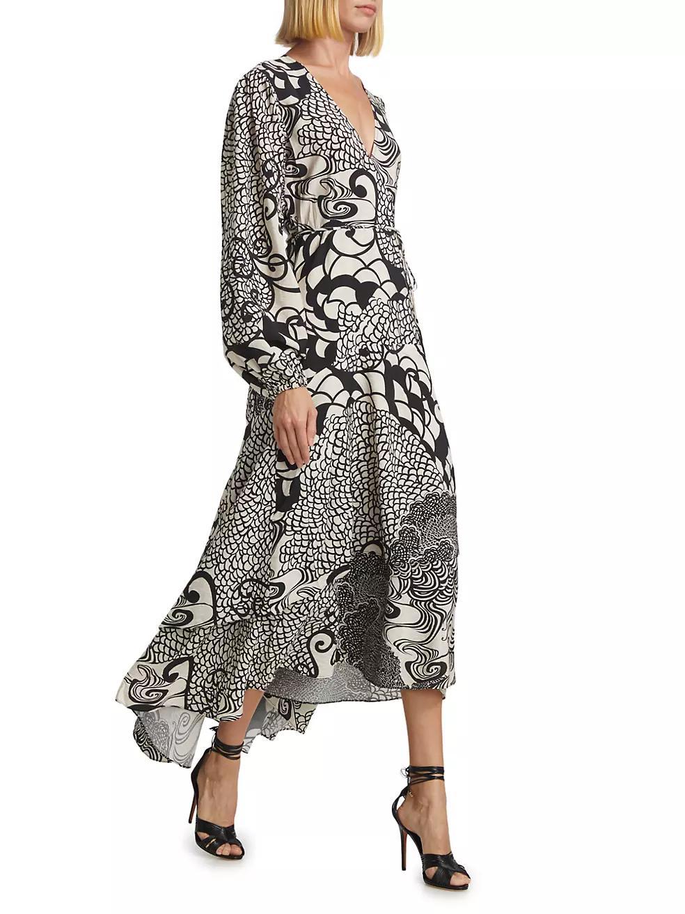 Zarela Printed Wrap Dress Product Image