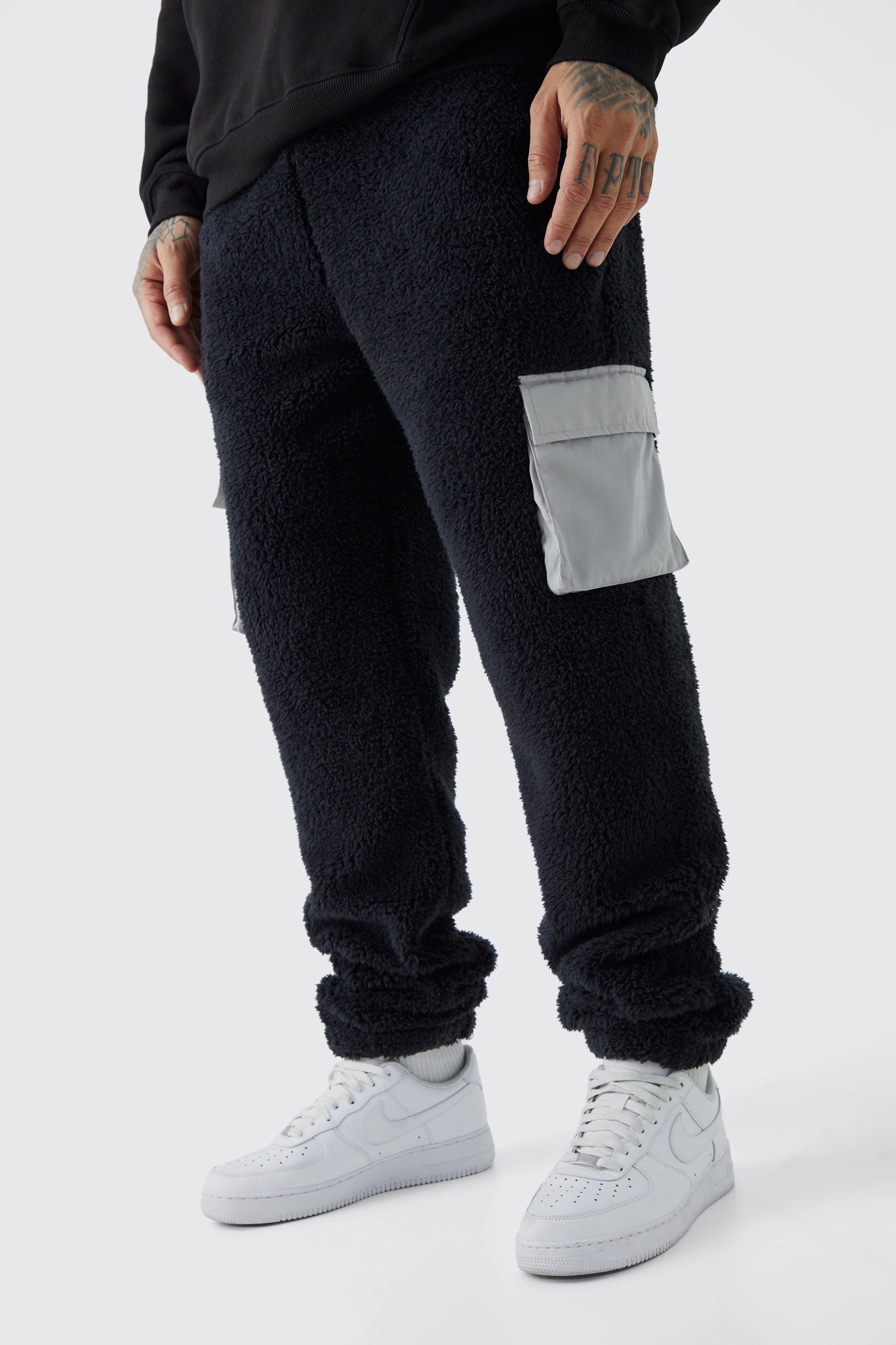 Tall Borg Jogger With Nylon Cargo Pockets | boohooMAN USA Product Image