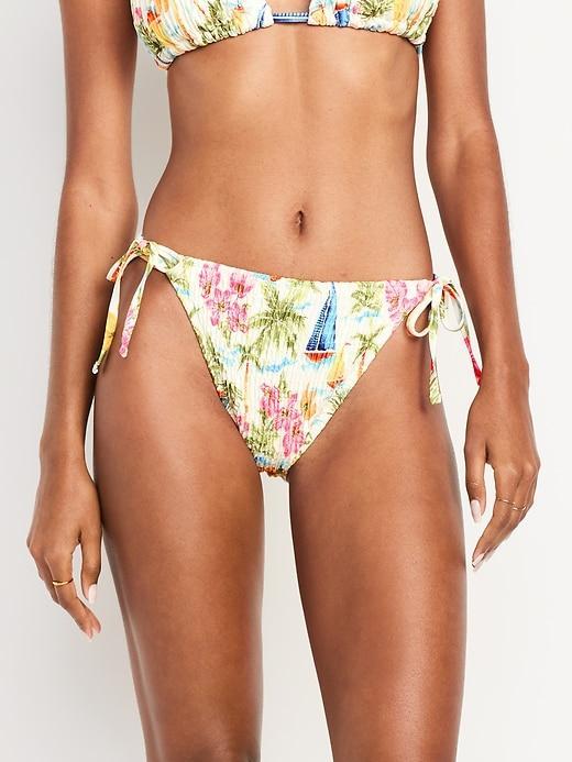 Mid-Rise String Bikini Swim Bottoms Product Image