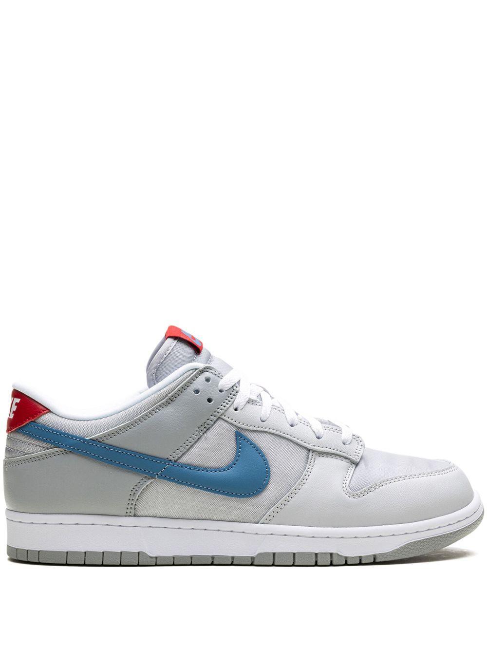 NIKE Dunk Low Mesh And Leather Sneakers In Mtlc Silver/aegean Storm-neutral Grey-flt Silver-g Product Image