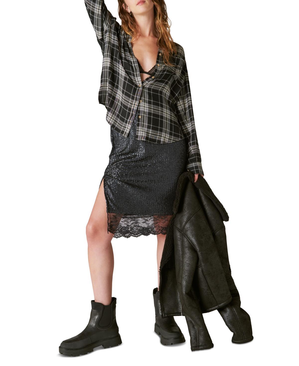 Lucky Brand Womens Cloud Plaid Boyfriend Shirt Product Image