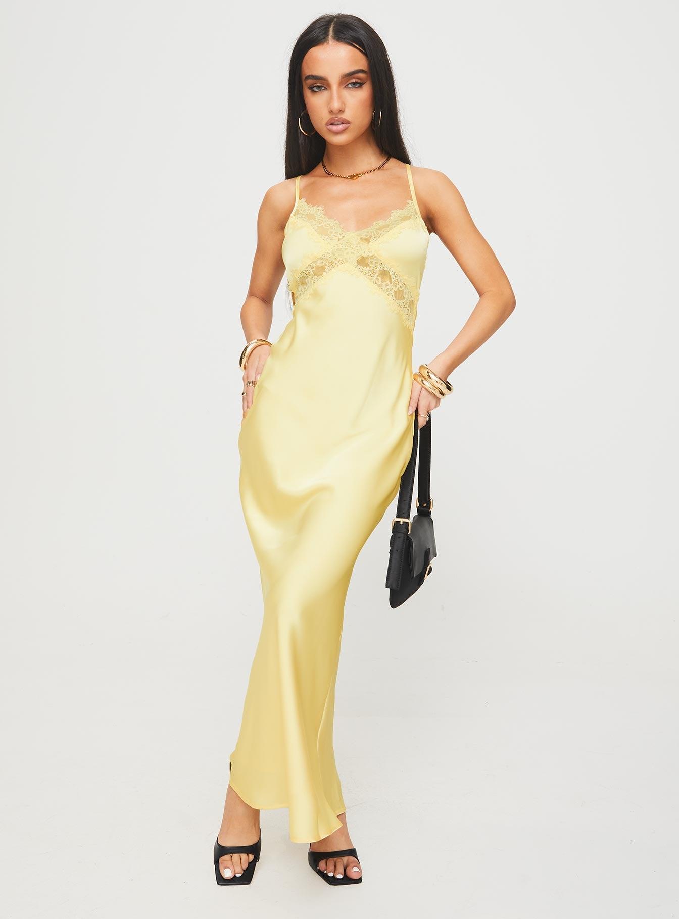 Treasure Bias Cut Maxi Dress Lemon Product Image