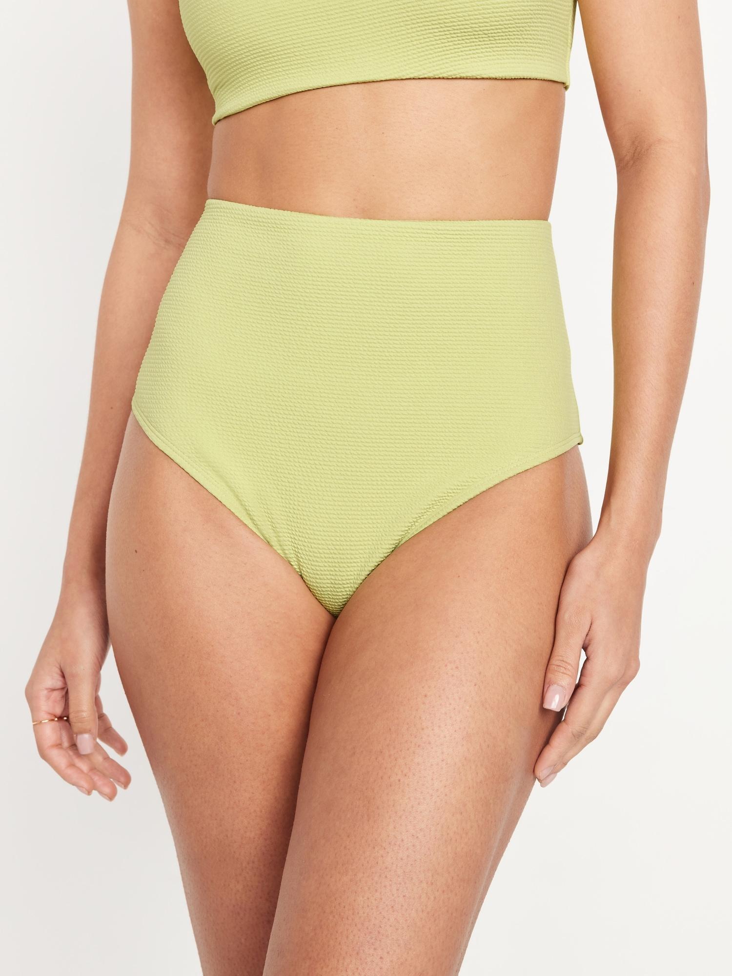 High-Waisted French-Cut Puckered Bikini Swim Bottoms Product Image