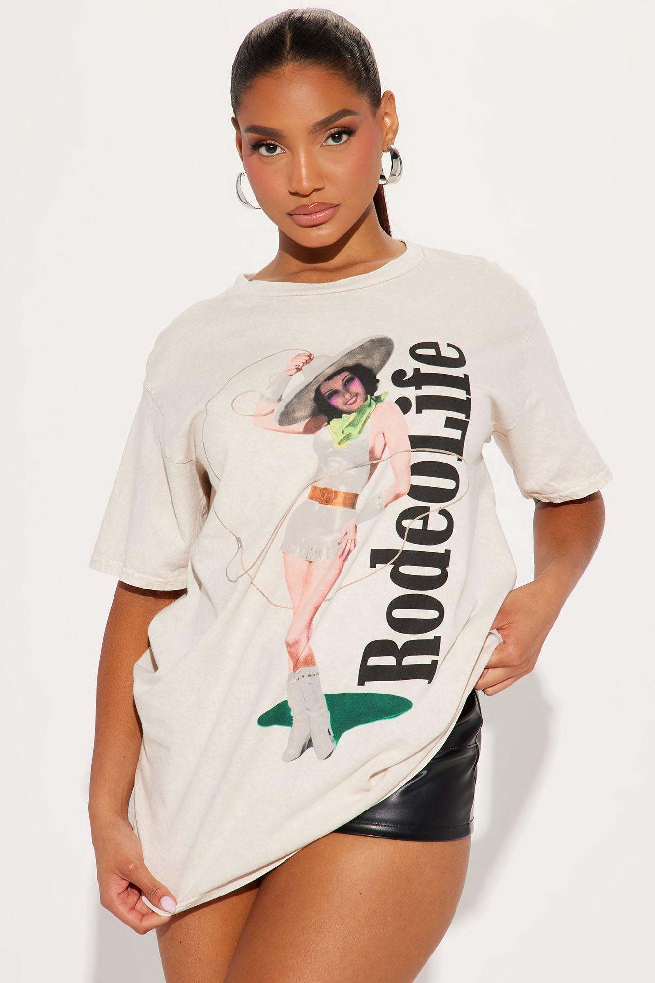 Rodeo Life Washed Oversized Tee - Sand Product Image