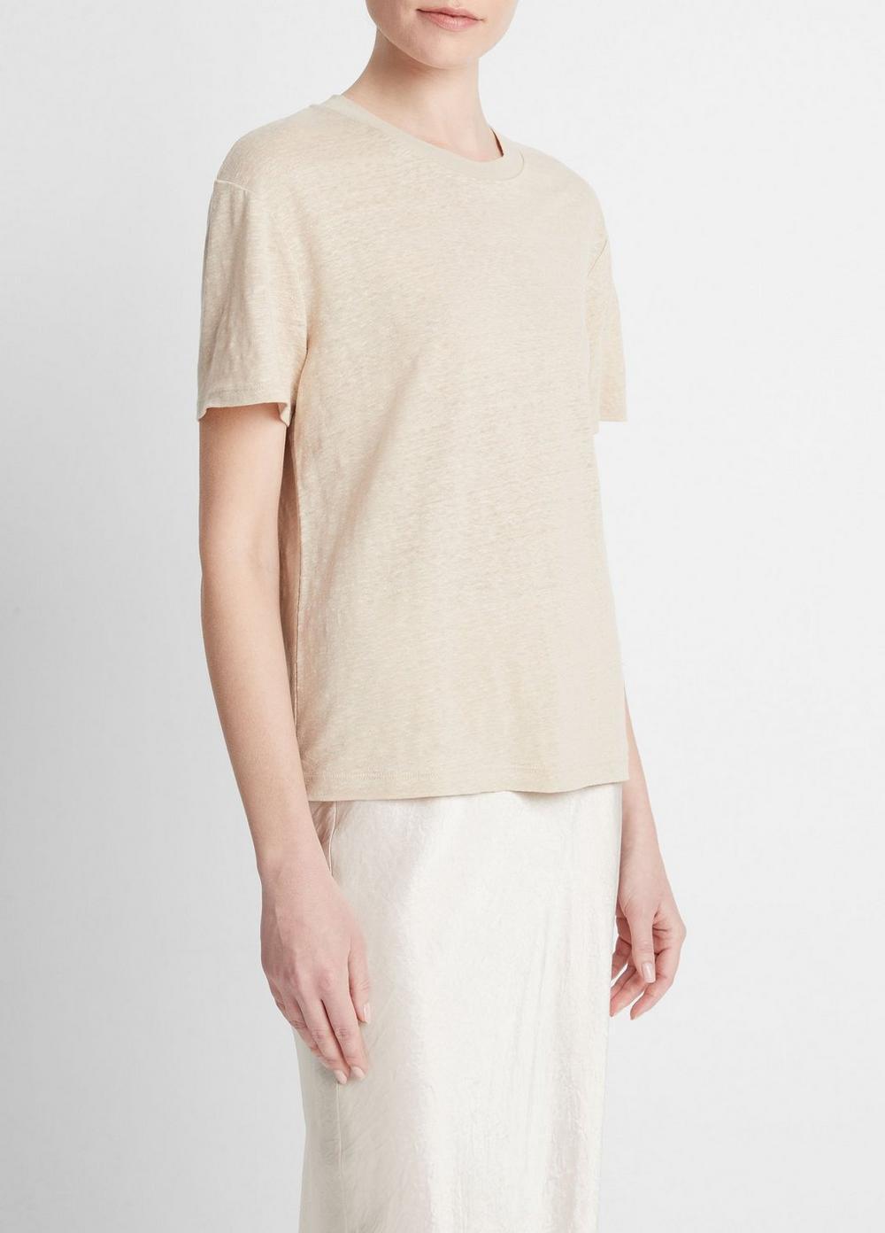 Linen Drop-Shoulder Crew Neck T-Shirt Product Image