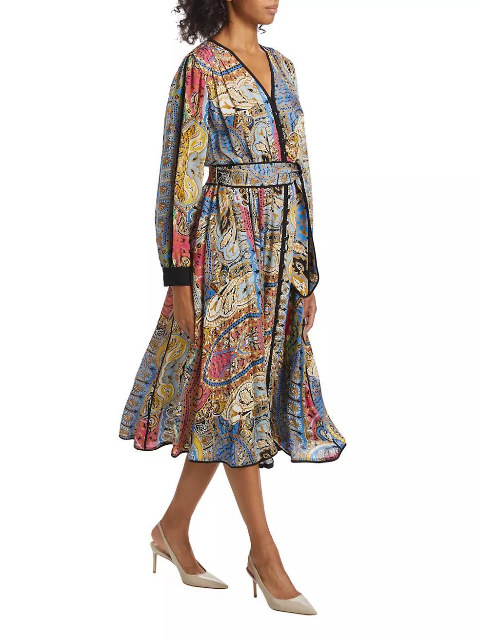 The Camren Paisley Silk Dress Product Image