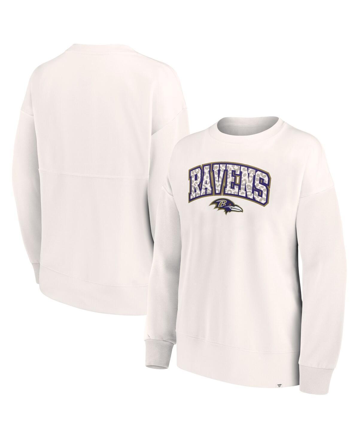 Womens Fanatics White Baltimore Ravens Leopard Team Pullover Sweatshirt product image