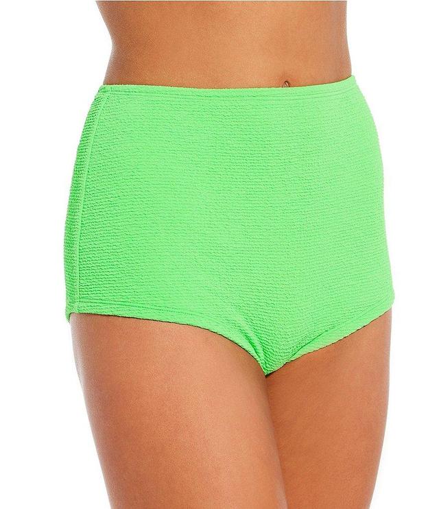 GB Solid Scrunchie Textured High Waisted Short Swim Bottom Product Image