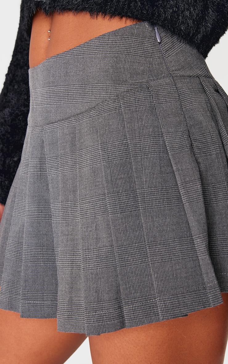 Grey Check Box Pleat Mini Skort Product Image