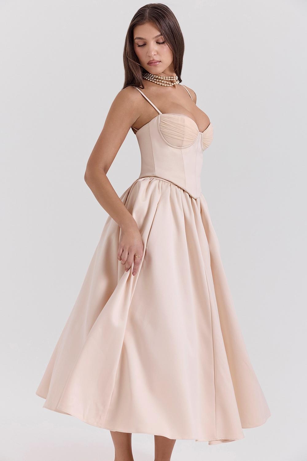 Perfect Peach Satin Corset and Skirt Product Image