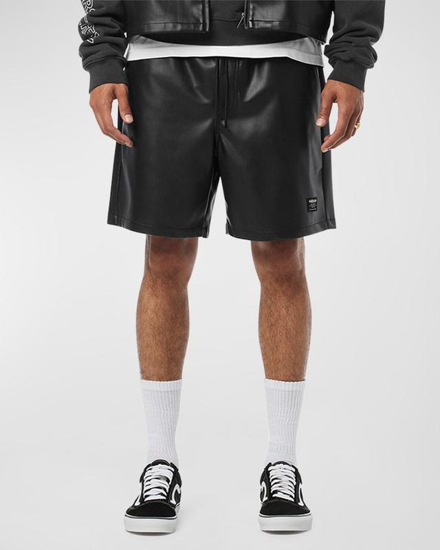 Mens Faux Leather Drawstring Shorts Product Image