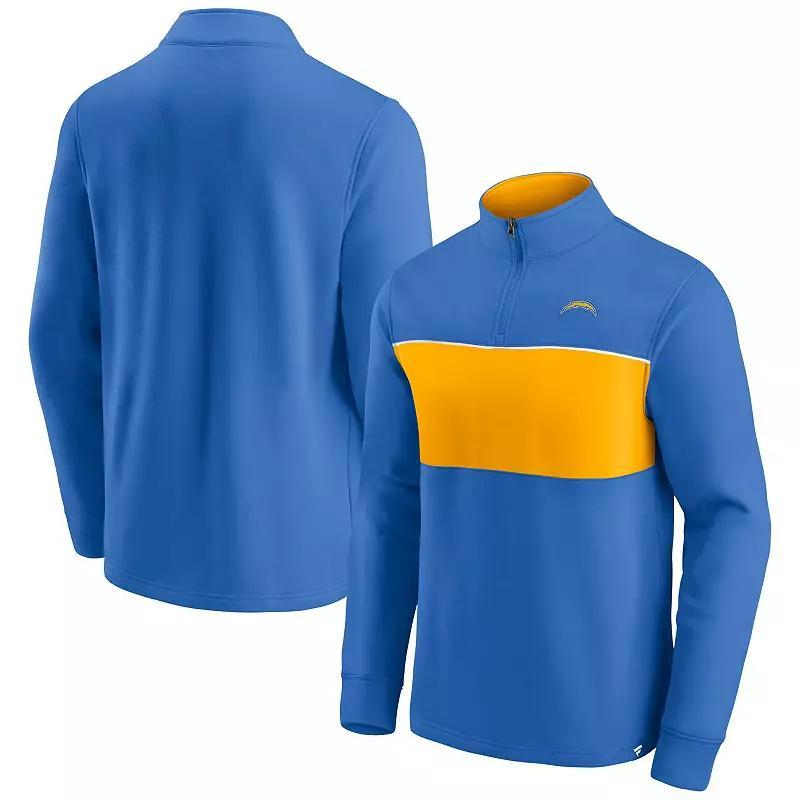 Mens Fanatics Branded Powder Blue/Gold Los Angeles Chargers Block Party Quarter-Zip Jacket Product Image