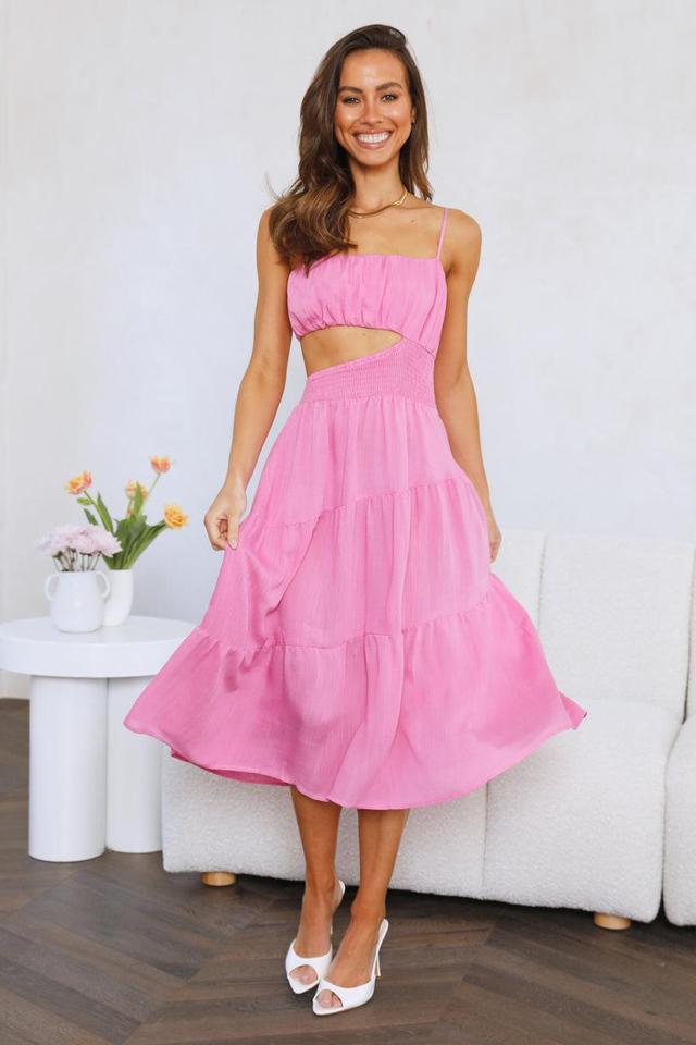 Get Lost In Your Eyes Midi Dress Pink Product Image