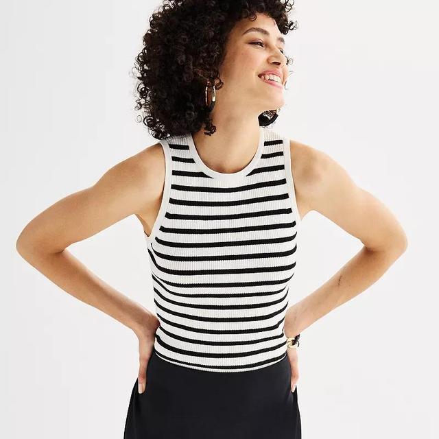 Womens Nine West Essential Striped High Neck Tank Top Product Image