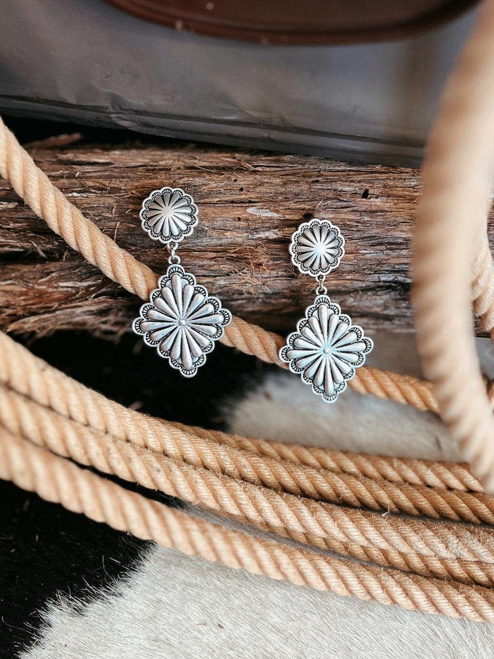 Silver Post Concho Earrings Product Image