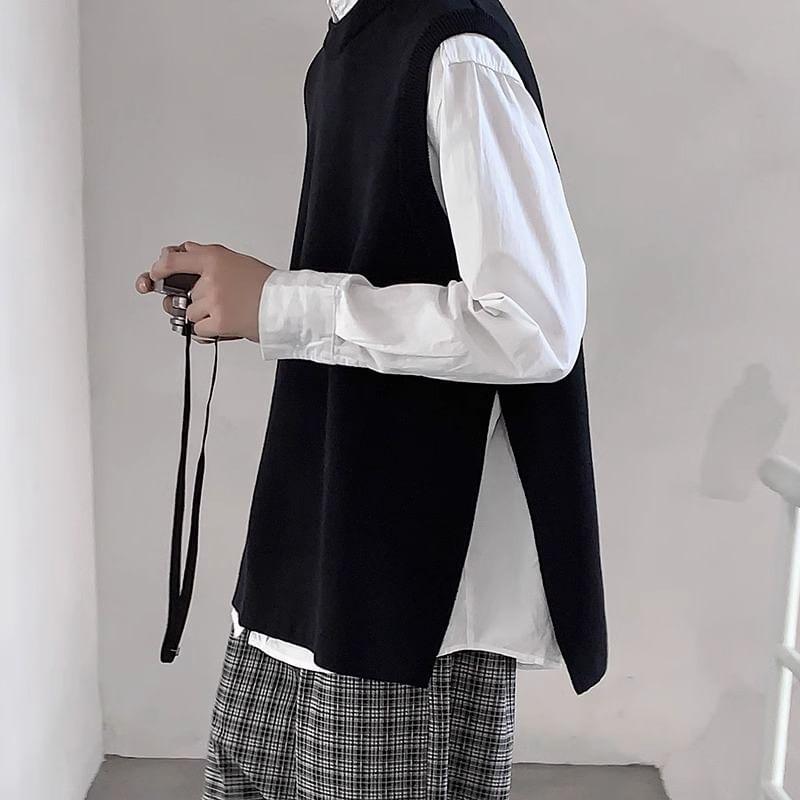 Plain Hooded Side-Slit Vest Product Image