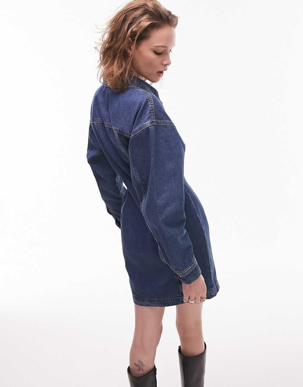 Topshop denim shirtdress in indigo  Product Image