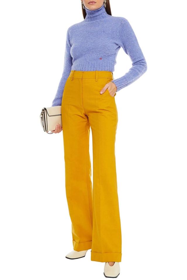 High Waist Cotton Corduroy Pants In Rust Product Image