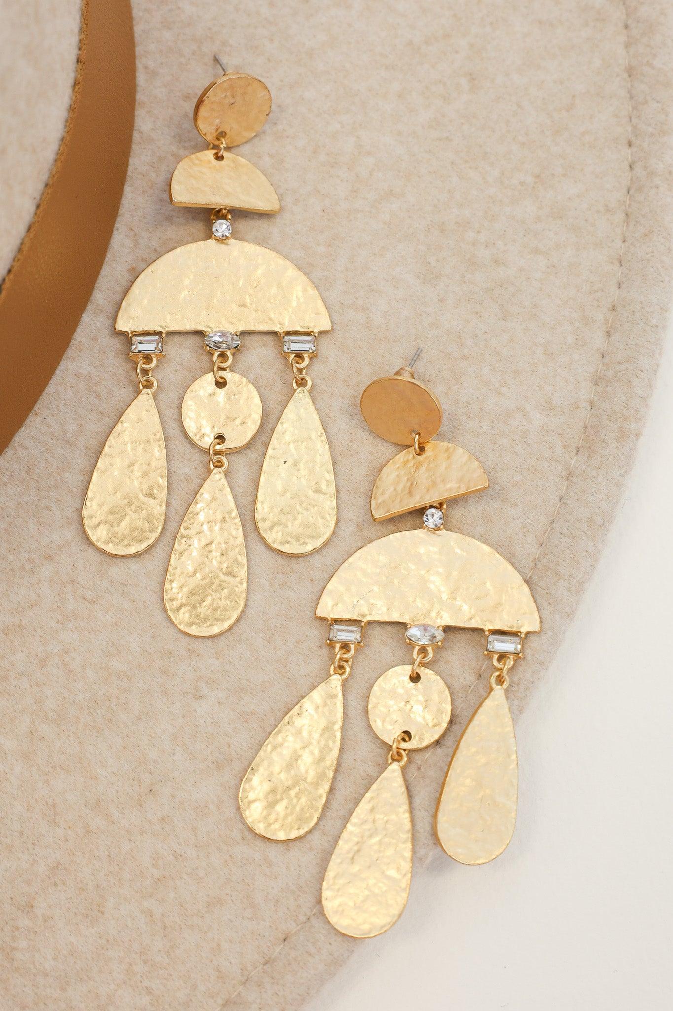 Be There Gold Textured Earrings Female Product Image