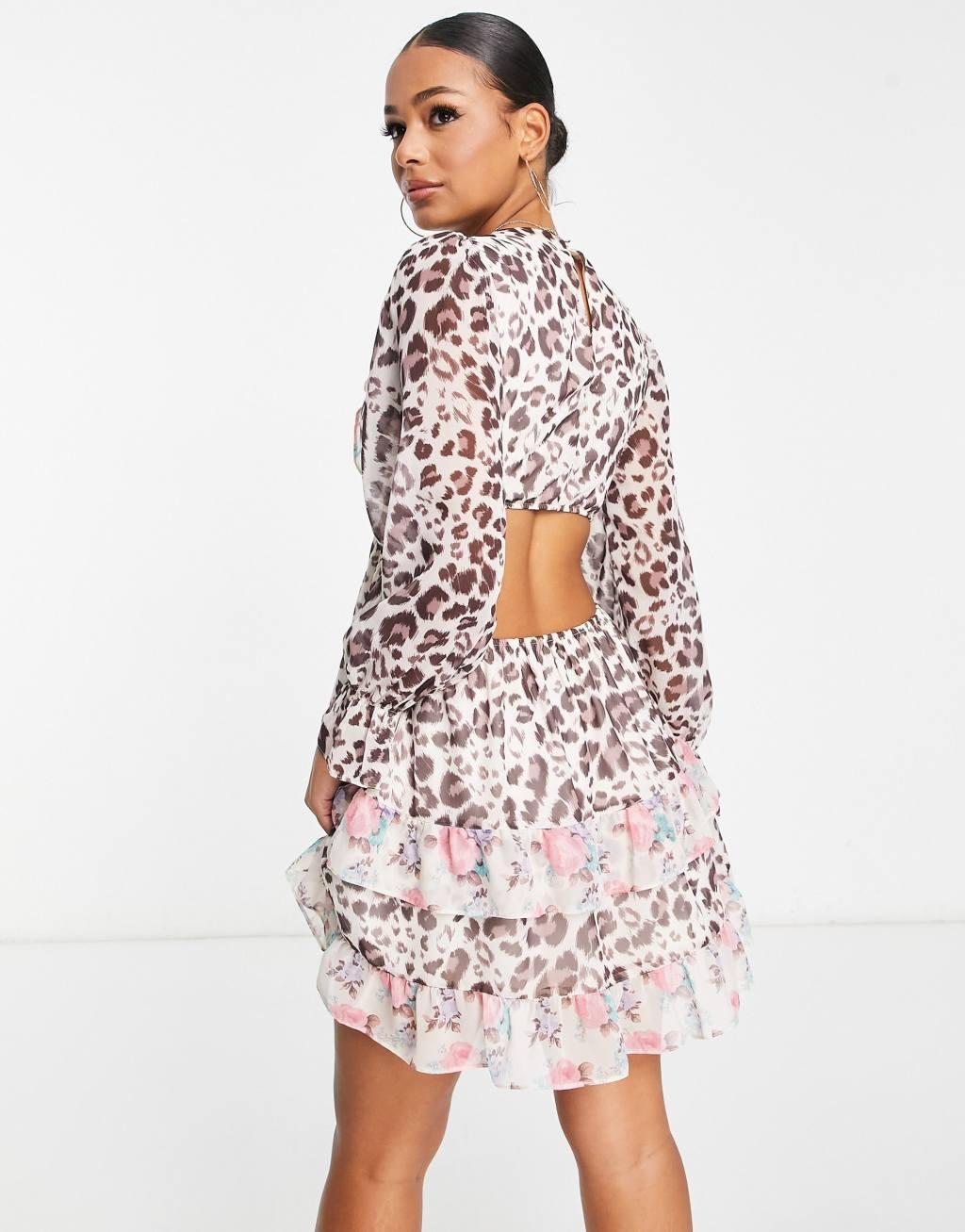 Miss Selfridge chiffon frill detail mini dress Product Image