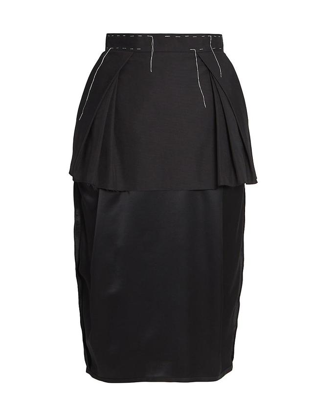 Womens Layered Mixed-Media Midi-Skirt Product Image