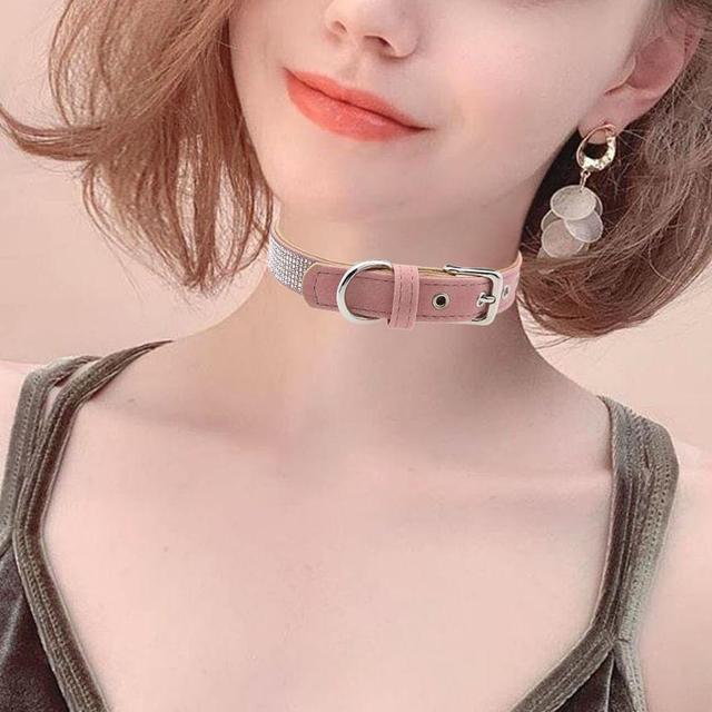 Rhinestone Faux Leather Choker Product Image