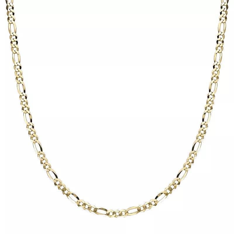 Mens LYNX 14k Gold Over Silver 4.4mm Flat Figaro Chain Necklace Gold Tone Product Image