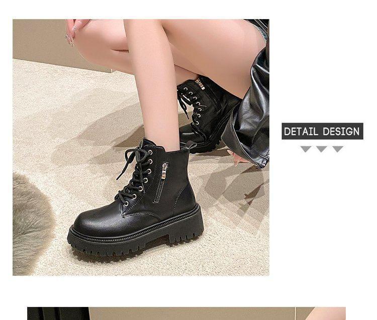 Lace-Up Platform Chunky Heel Short Boots Product Image