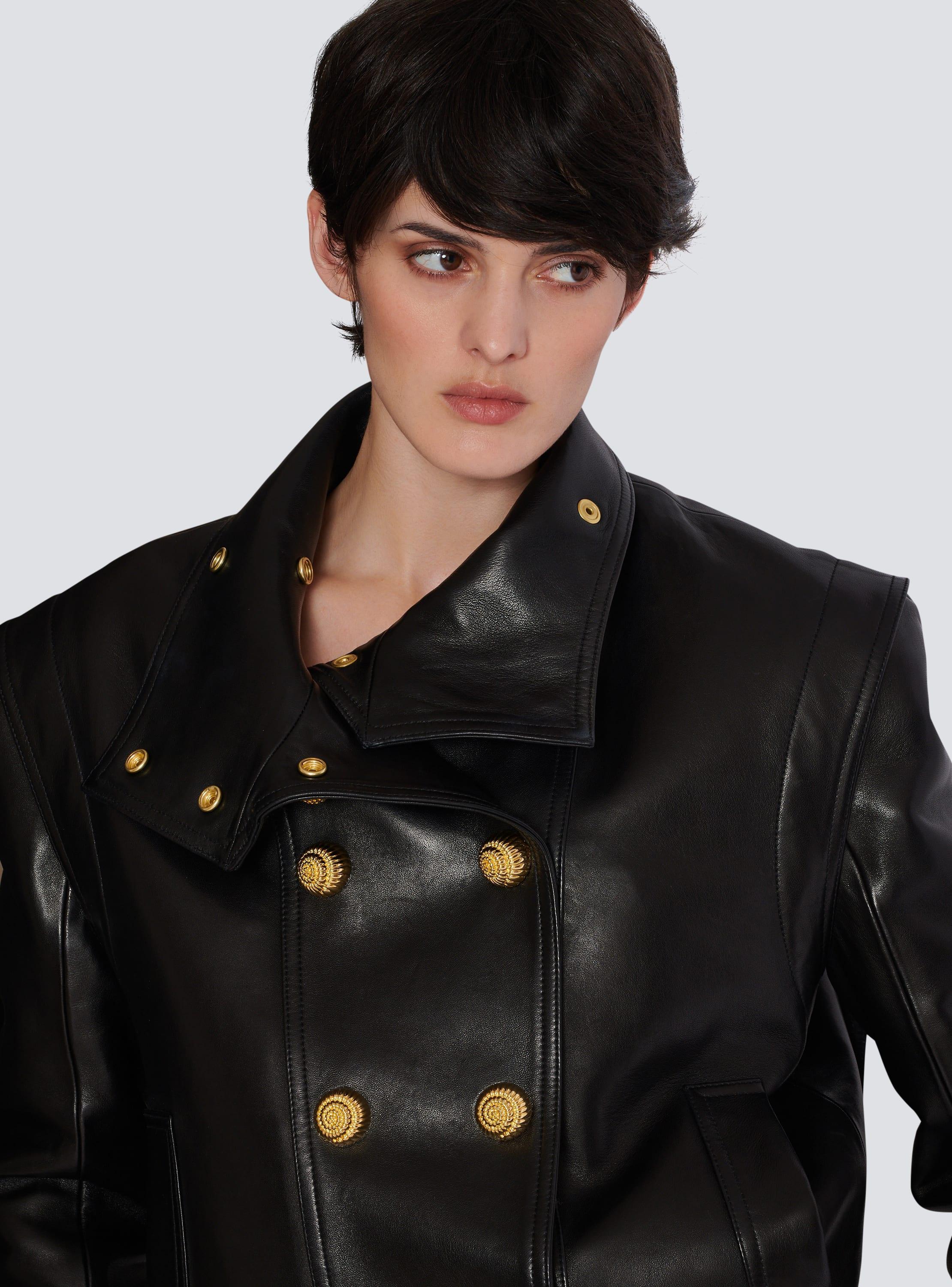 Lambskin leather aviator jacket with stand-up collar Product Image