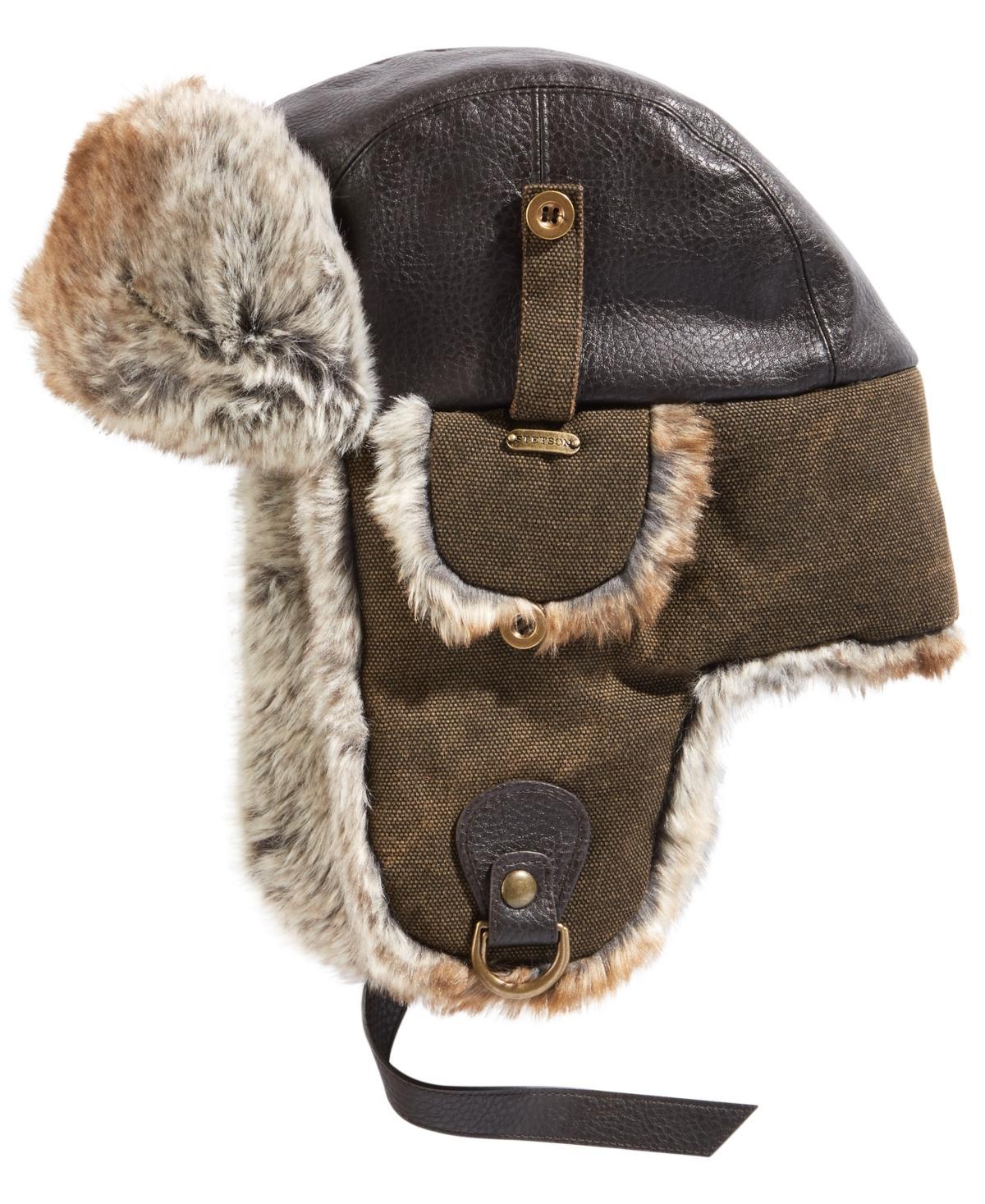 Stetson Mens Canvas Faux-Leather Trapper Hat Product Image