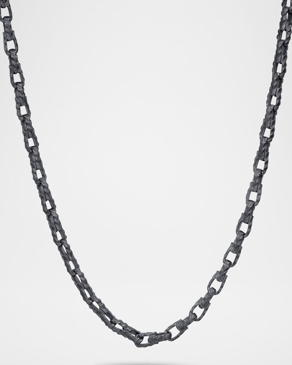 Mens Ulysses Oxidized Sterling Silver Box Chain Necklace, 20.5L Product Image