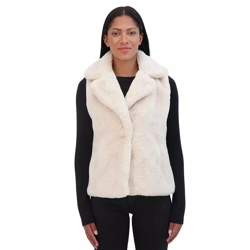 Womens Sebby Collection Faux Fur Snap Front Vest Ivory Product Image