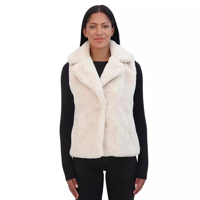 Sebby Collection Womens Faux Fur Notch Collar Vest Product Image