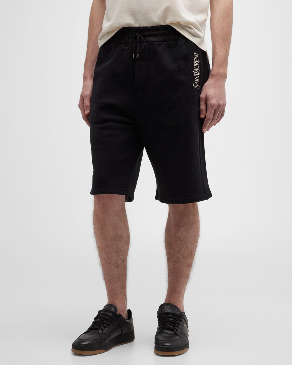 Saint Laurent Men's Logo Sweat Shorts - Size: 2X-LARGE - NERO-NATUR Product Image