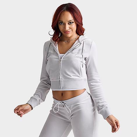 Womens Juicy Couture OG Big Bling Velour Zip-Up Hoodie Product Image